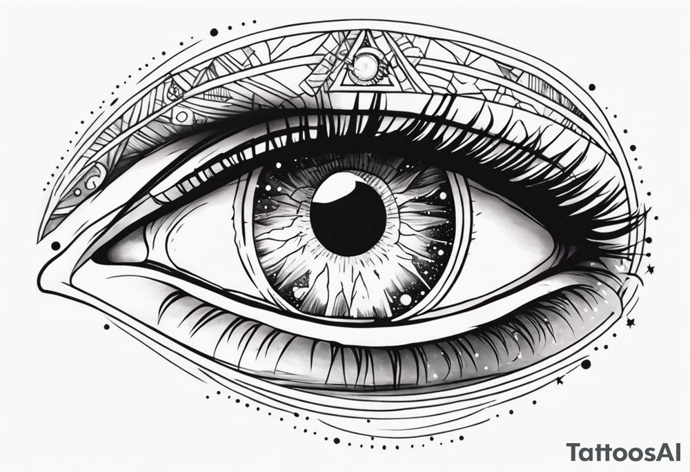 eye with universe reflection in the iris tattoo idea