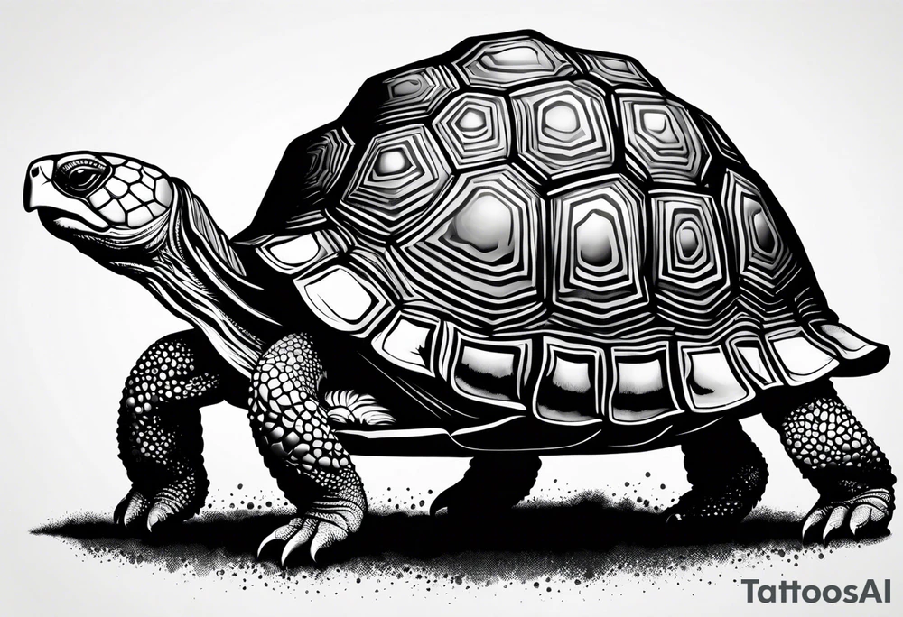 Tortoise. Side profile. Entirely from dots and spots. tattoo idea