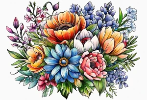 wildflower bouquet tattoo idea