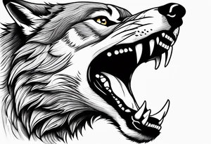 a wolf snarling tattoo idea