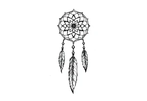 dreamcatcher, with feathers, authentic, skinny tattoo idea