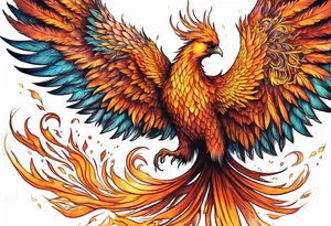 ethereal rising phoenix tattoo idea