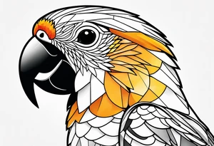 geometric black headed caique parrot tattoo idea