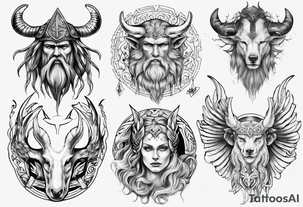 photorealistic Nordic mythology tattoo idea