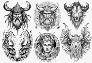 photorealistic Nordic mythology tattoo idea