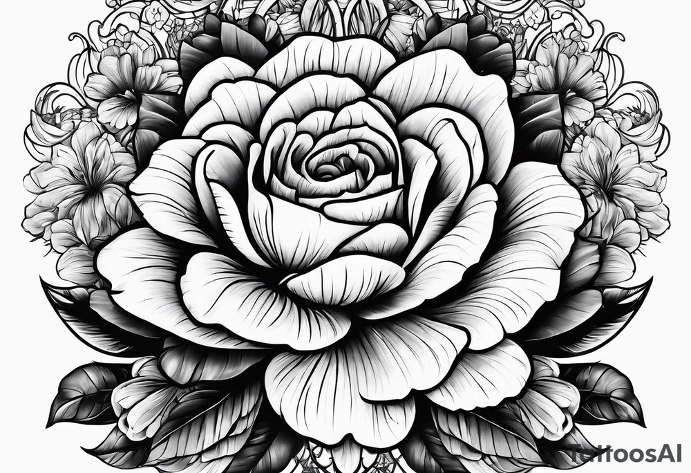 pen wrapped in flowers tattoo idea