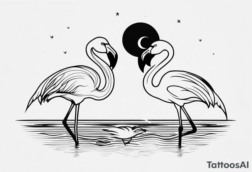 cute flamingo yinyang tattoo idea