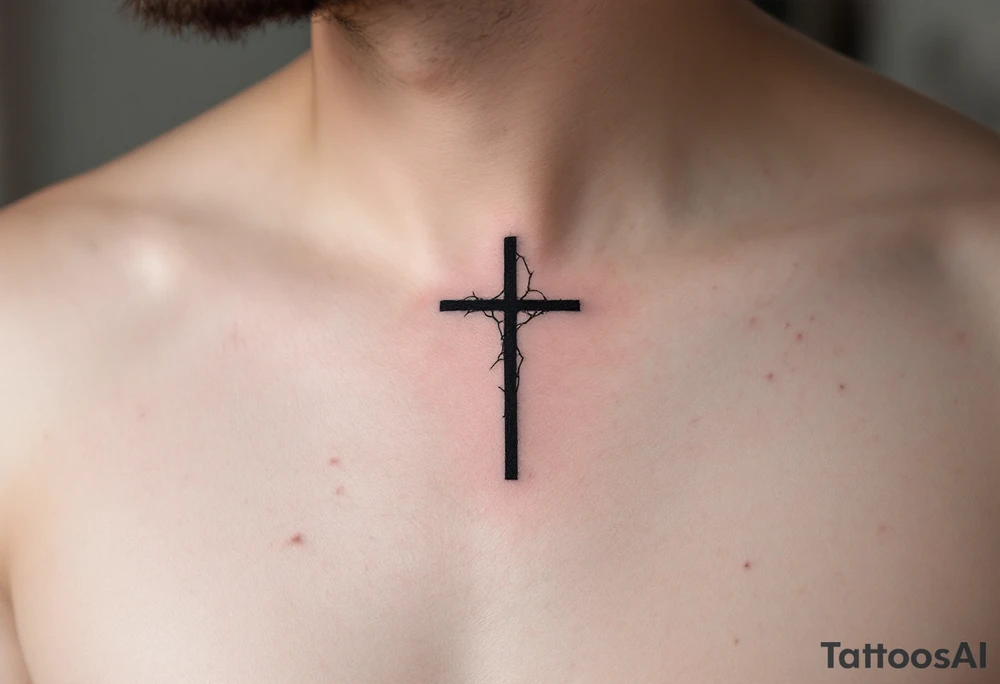Cross in bold black with a cracked effect on man´s face under a eye. tattoo idea Cross in bold black with a cracked effect on man´s face under a eye. tattoo idea