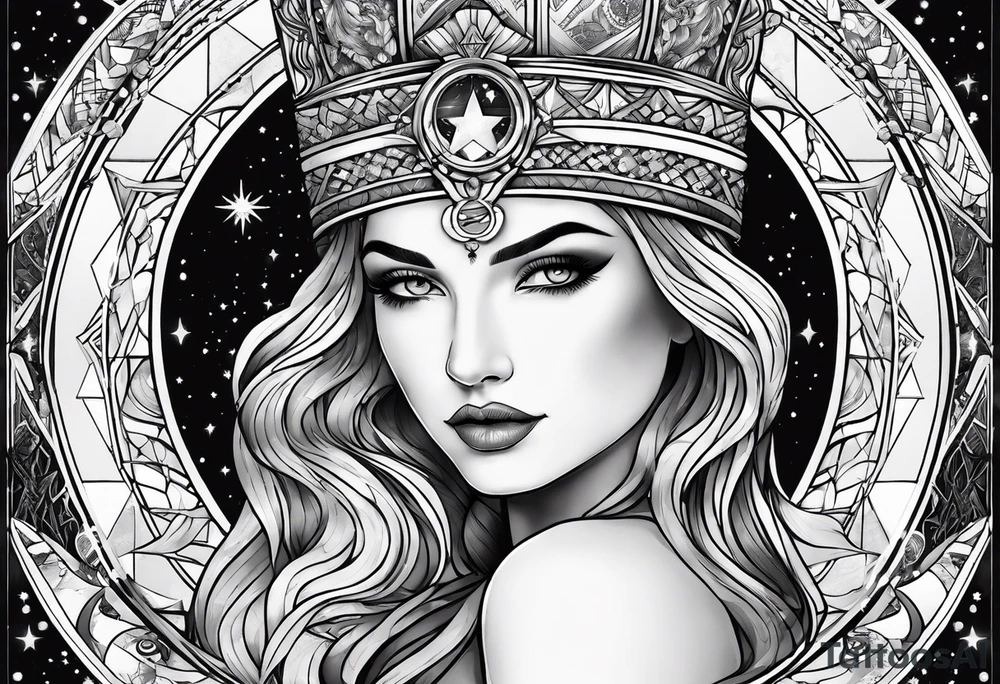 tarot card star with Aquarius feeling tattoo idea