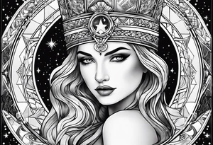 tarot card star with Aquarius feeling tattoo idea