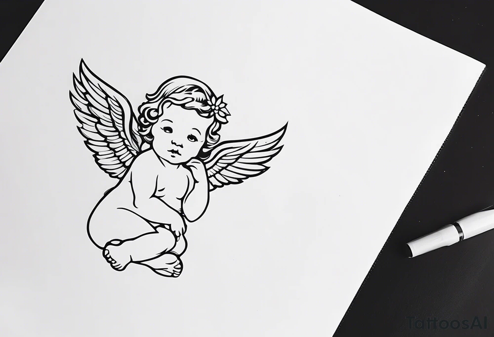 baby angel tattoo idea