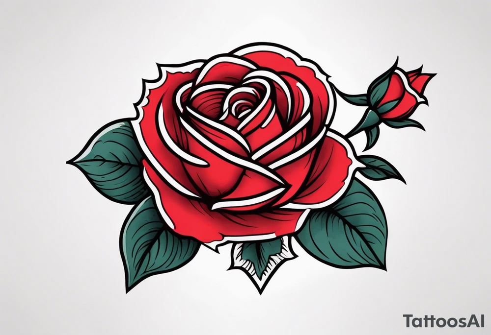 traditional rose red tattoo idea