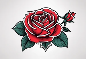 traditional rose red tattoo idea