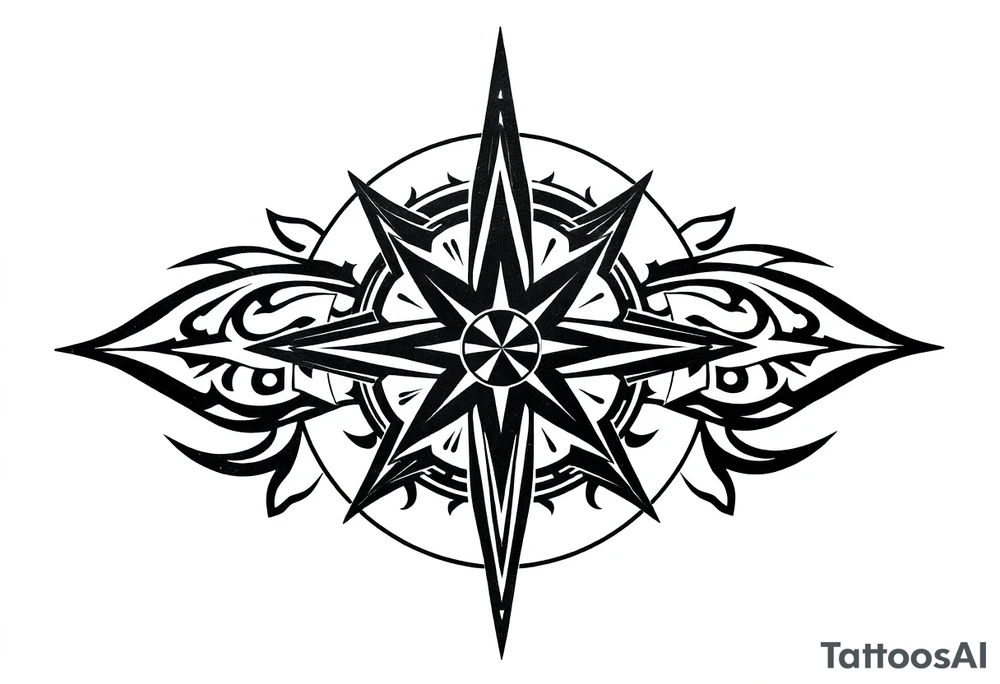 Simple Double layered compass rose tattoo idea