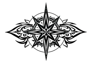 Simple Double layered compass rose tattoo idea