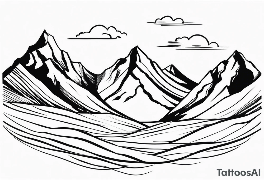 minimalist mountain range tattoo idea