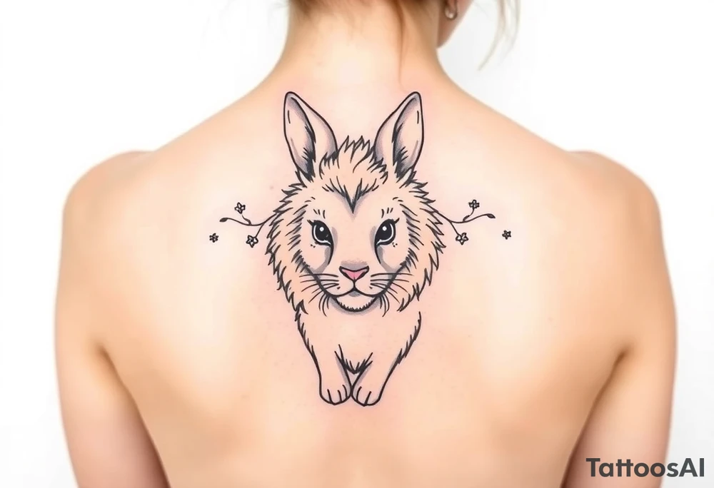 a cute little lion mane bunny rabbit tattoo idea