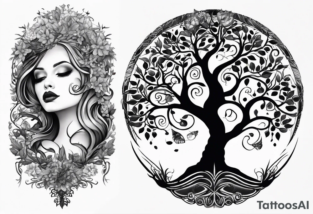 Un arbre de vie et les prénoms Charly et Gaby tattoo idea