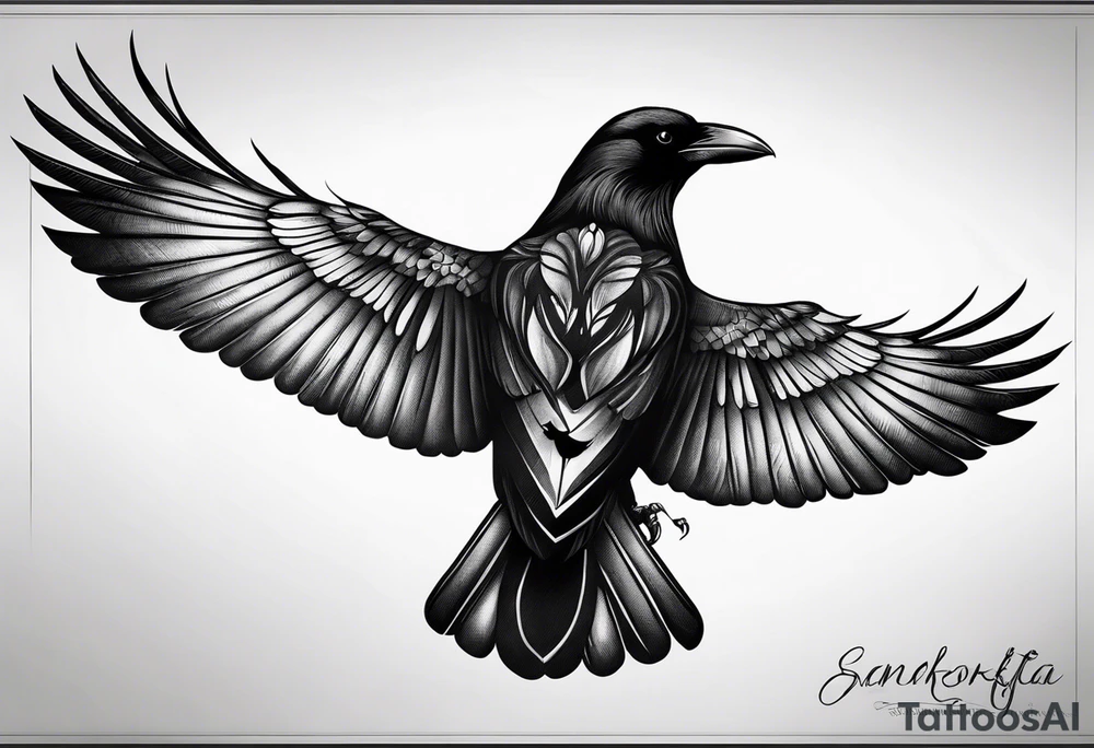 crow looking backwards sankofa realistic forearm tattoo idea