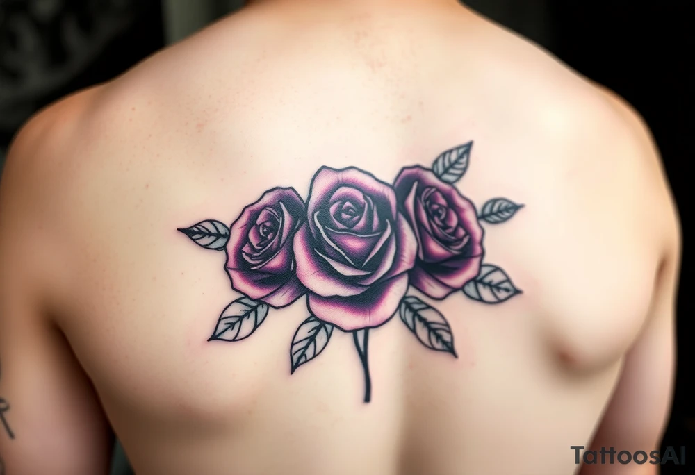 Create a rose tattoo with 3 roses add purple and pink also add black and make it bold
Roses without the stem tattoo idea