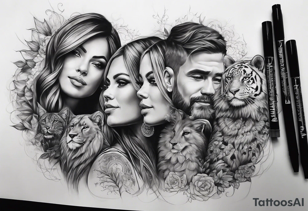 Full sleeve tattoo family tattoo idea