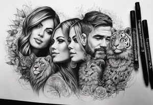 Full sleeve tattoo family tattoo idea