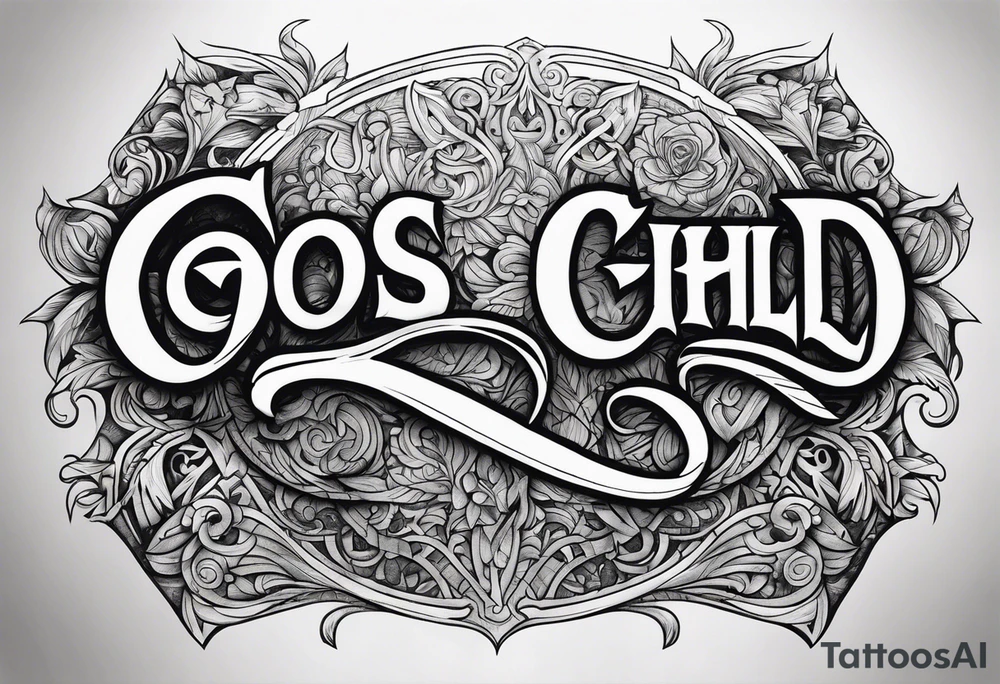 Lettering gods child tattoo idea