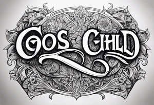 Lettering gods child tattoo idea