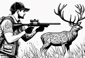 a hunter hunting a deer with a rifle tattoo idea