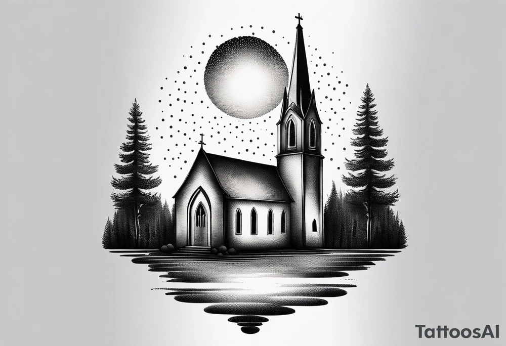 burning church tattoo idea