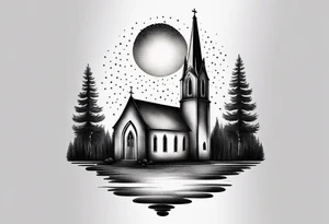 burning church tattoo idea