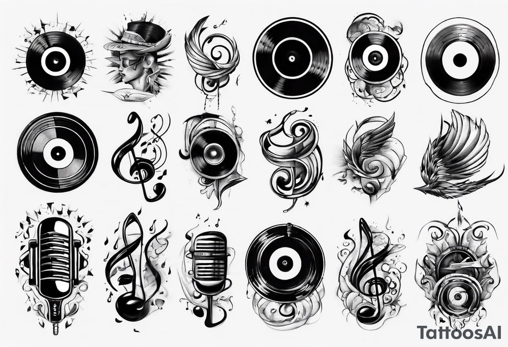 sound music vinyl tattoo idea