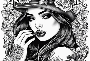 Girl smoking cigarette tattoo idea