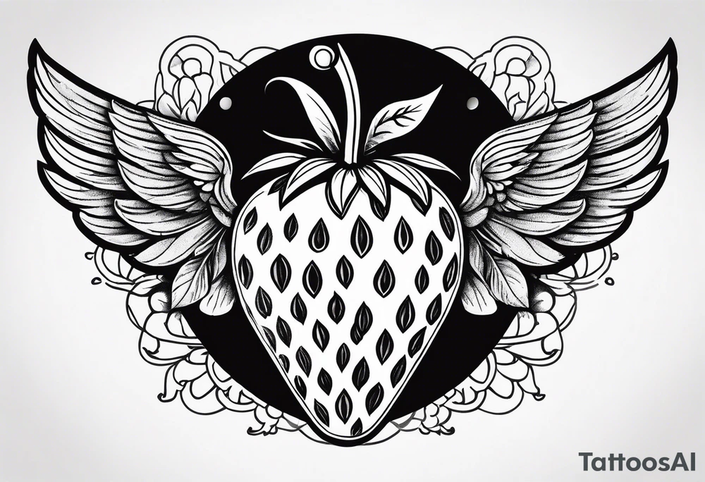 Strawberry with wings tattoo idea