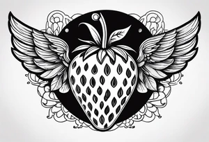 Strawberry with wings tattoo idea