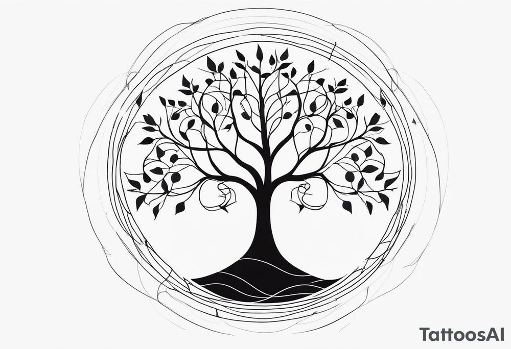 fine line vines, tree, minor geometric aspects. tattoo idea