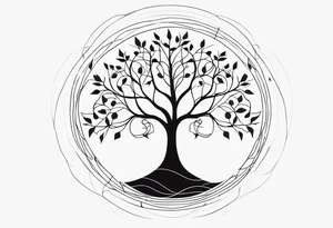 fine line vines, tree, minor geometric aspects. tattoo idea