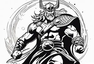 thor fighting Jormangdr tattoo idea