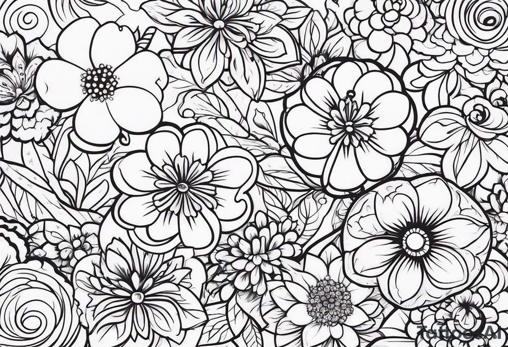 ornaments of flowers tattoo idea