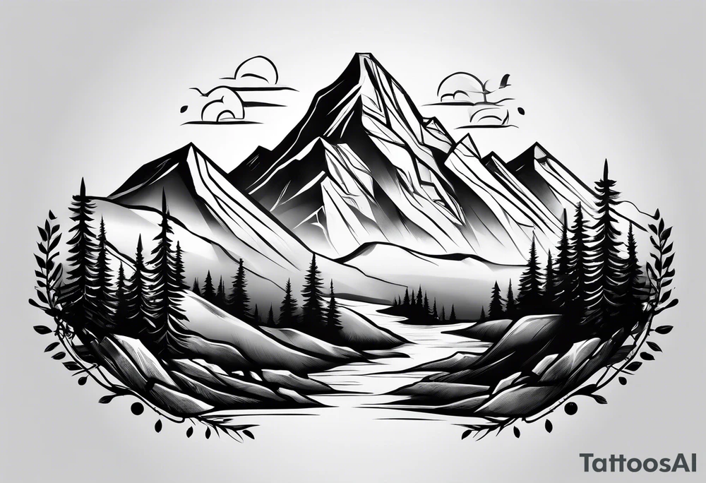 mountains explore adventure tattoo idea