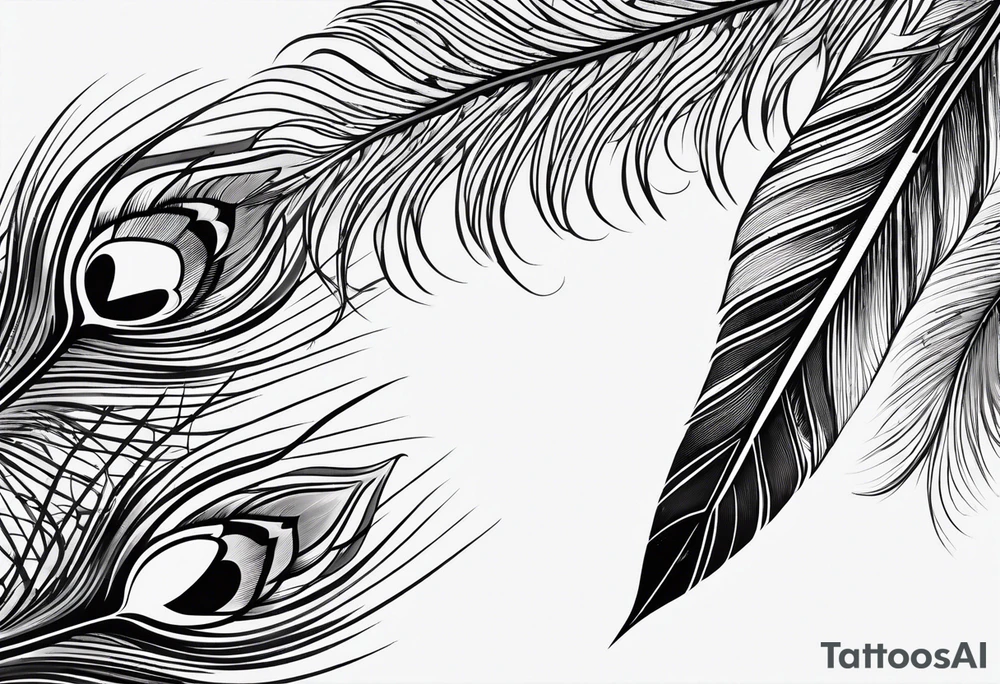 pen arrow peacock feather tattoo idea