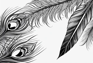 pen arrow peacock feather tattoo idea