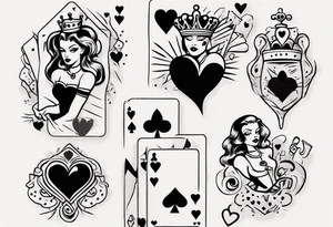 one queen of hearts card, pin-up style tattoo idea
