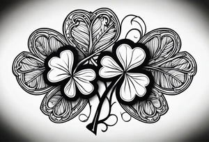 a single three leaf clover with vine tattoo idea