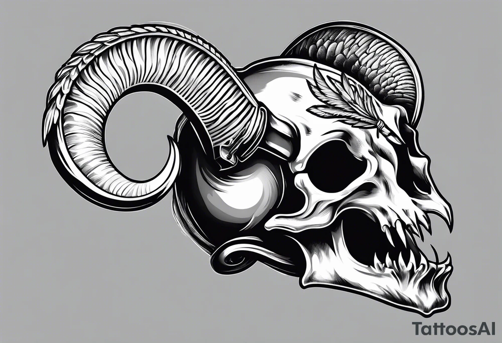 fishing, rams skull, knight's head, angel tattoo idea