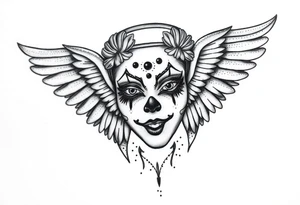 Chicana beautiful clown makeup angel wings tattoo idea