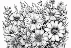 Wildflowers, smaller, vertical , half sleeve tattoo idea