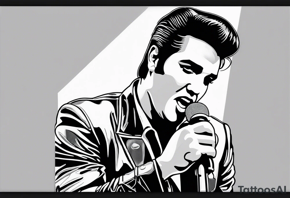 Elvis las Vegas with a microphone minimalistic tattoo idea