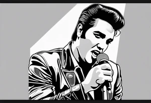 Elvis las Vegas with a microphone minimalistic tattoo idea