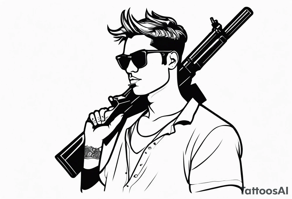 capricorn man with sunglasses and gun tattoo idea